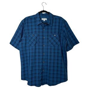 ORVIS Men’s Tech Shirt Size Large Blue Woven Outdoor Hiking Fishing UPF 30+